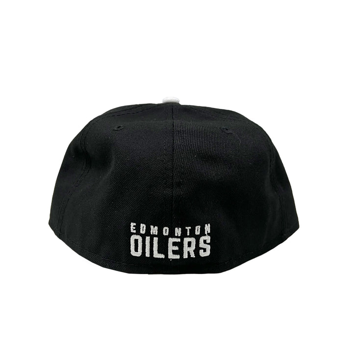 Edmonton Oilers New Era Black & White Tonal 59FIFTY Fitted Logo Hat