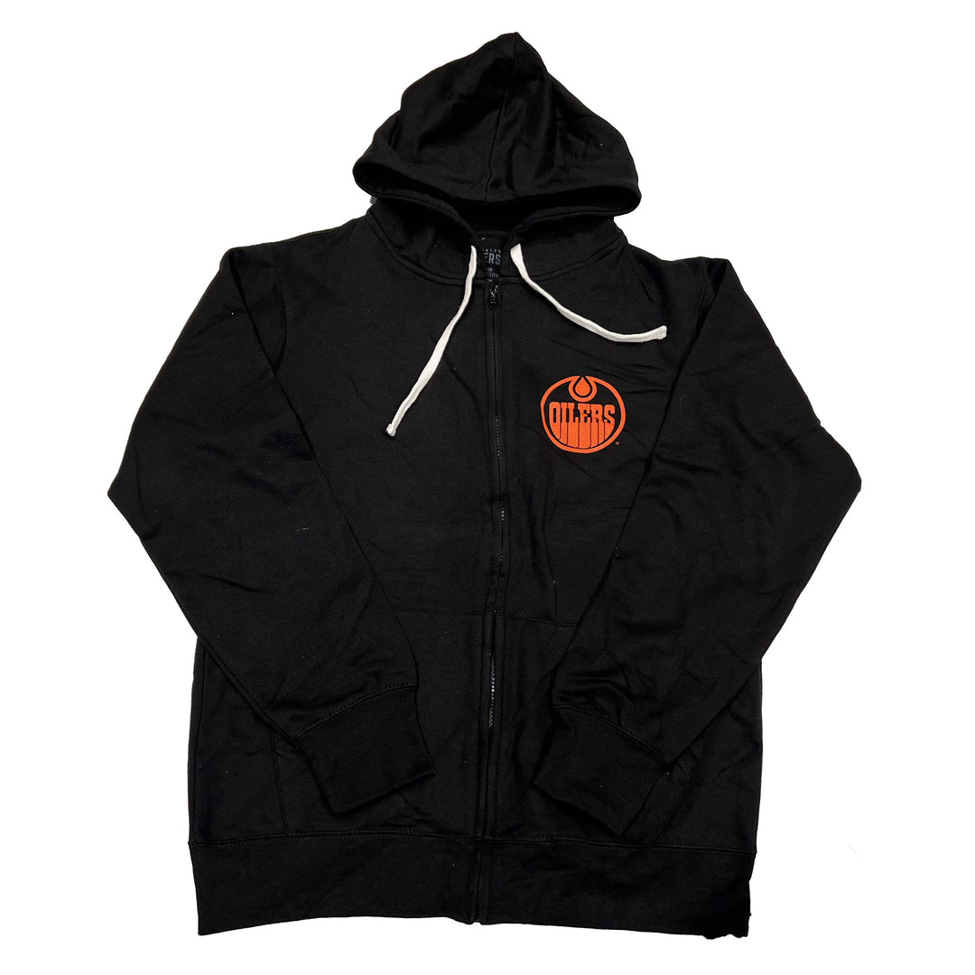 Edmonton Oilers Black Wordmark Full-Zip Hoodie