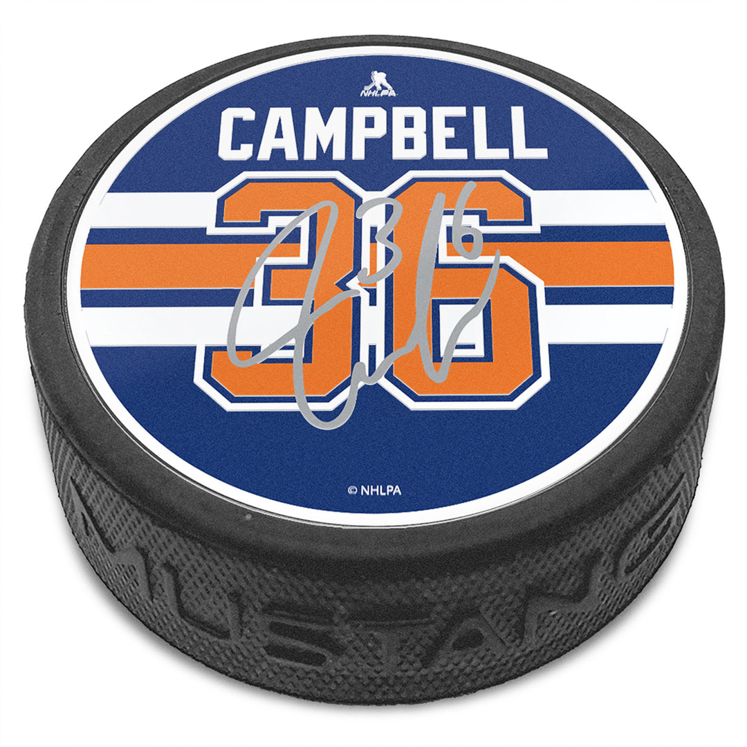 Jack Campbell Edmonton Oilers Mustang Royal Textured Collector's Puck