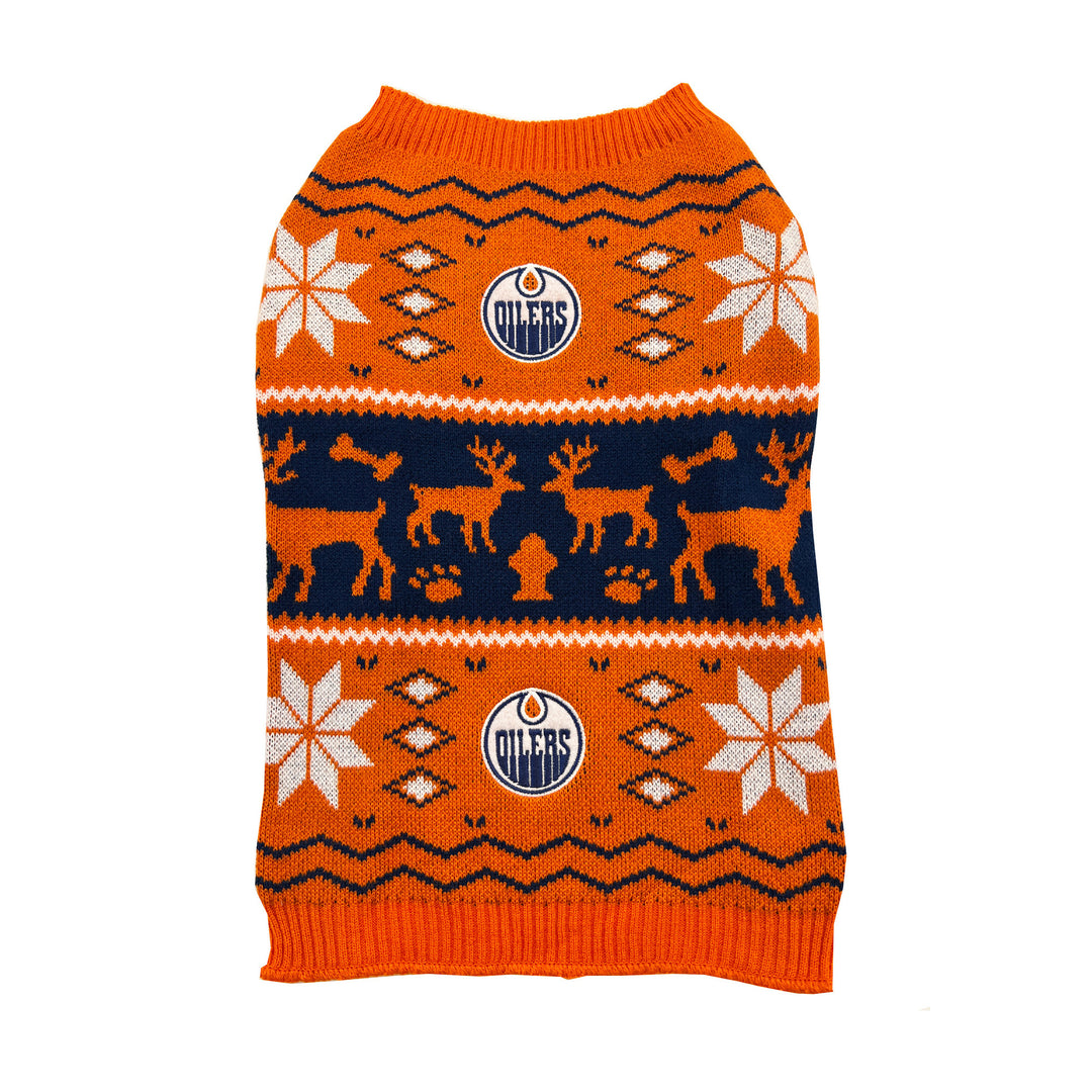  Protect Me Alerts NHL Edmonton Oilers Ugly Knit Dog