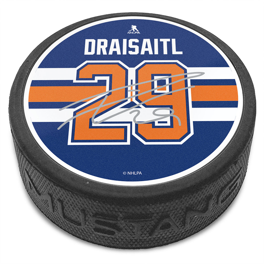 Leon Draisaitl Edmonton Oilers Mustang Royal Textured Collector's Puck