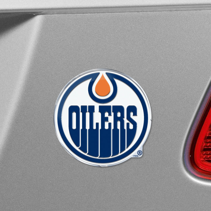 Edmonton Oilers Fanmats Blue & Orange Home Logo 3.25"x 3.25" Embossed Emblem Decal