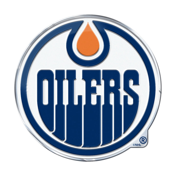 Edmonton Oilers Fanmats Blue & Orange Home Logo 3.25"x 3.25" Embossed Emblem Decal