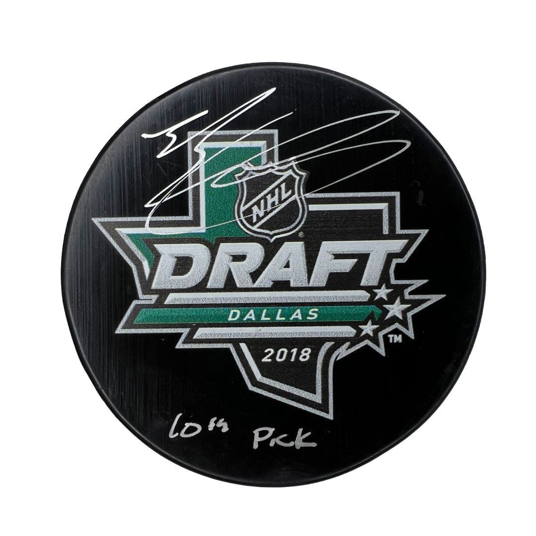Evan Bouchard Edmonton Oilers Signed & Inscribed "10th Pick" Draft Puck