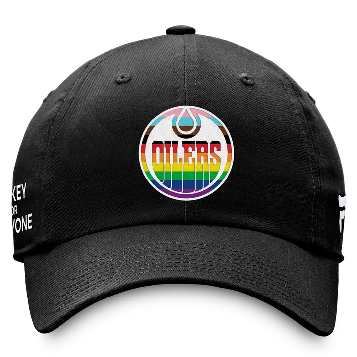 Edmonton Oilers Fanatics Hockey Is For Everyone/Pride Black Adjustable Hat