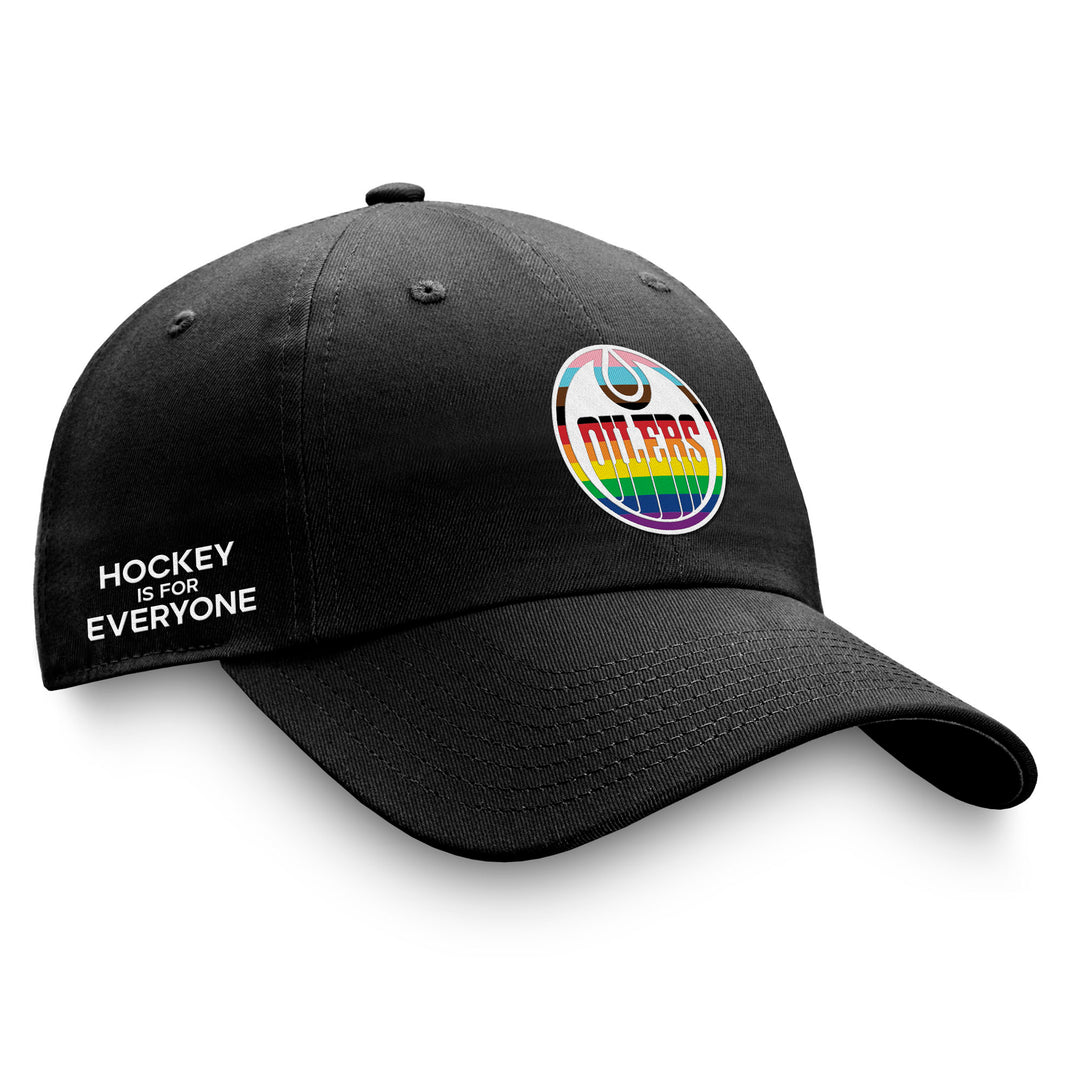 Edmonton Oilers Fanatics Hockey Is For Everyone/Pride Black Adjustable Hat