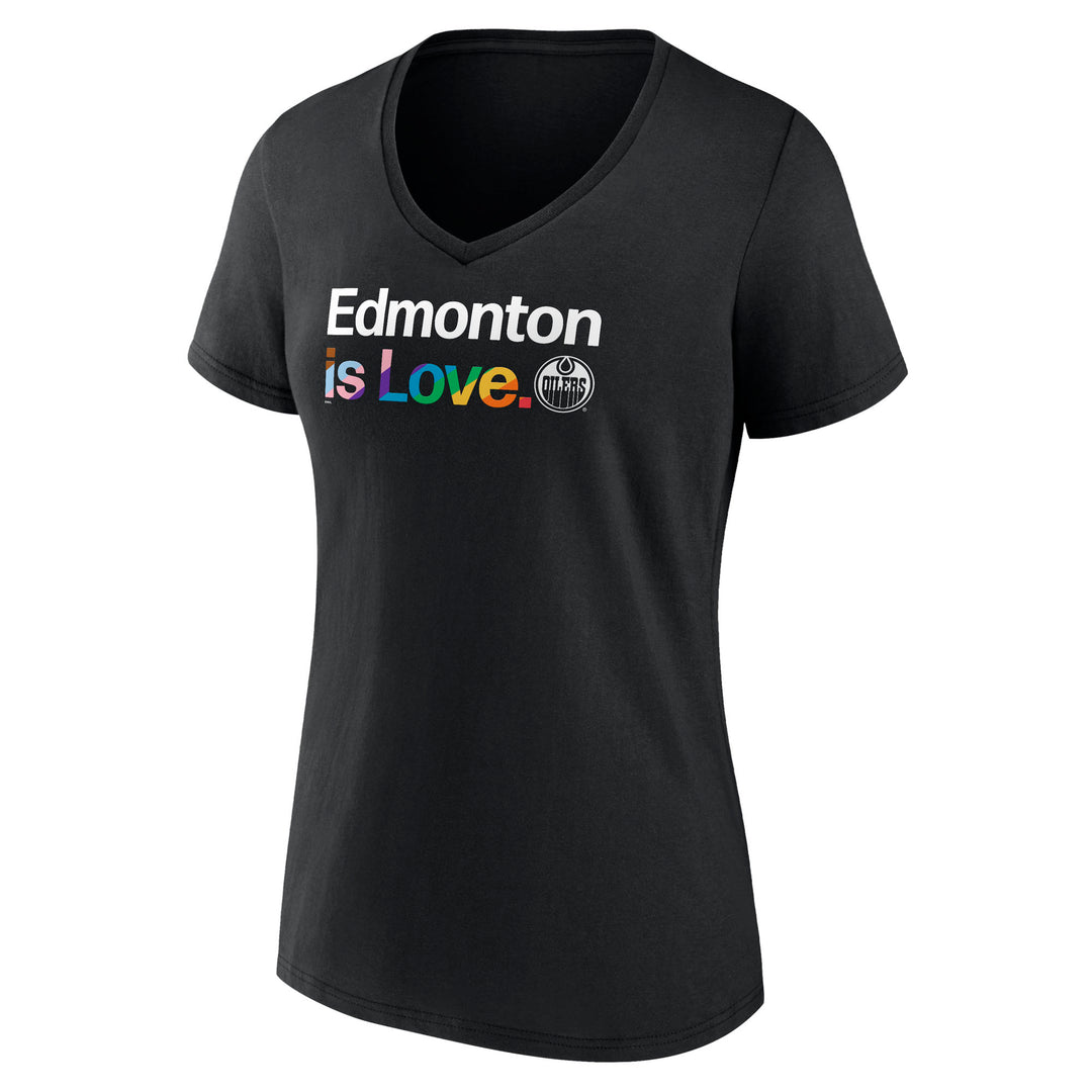 Edmonton Oilers Women's Fanatics City Pride Black V-Neck T-Shirt
