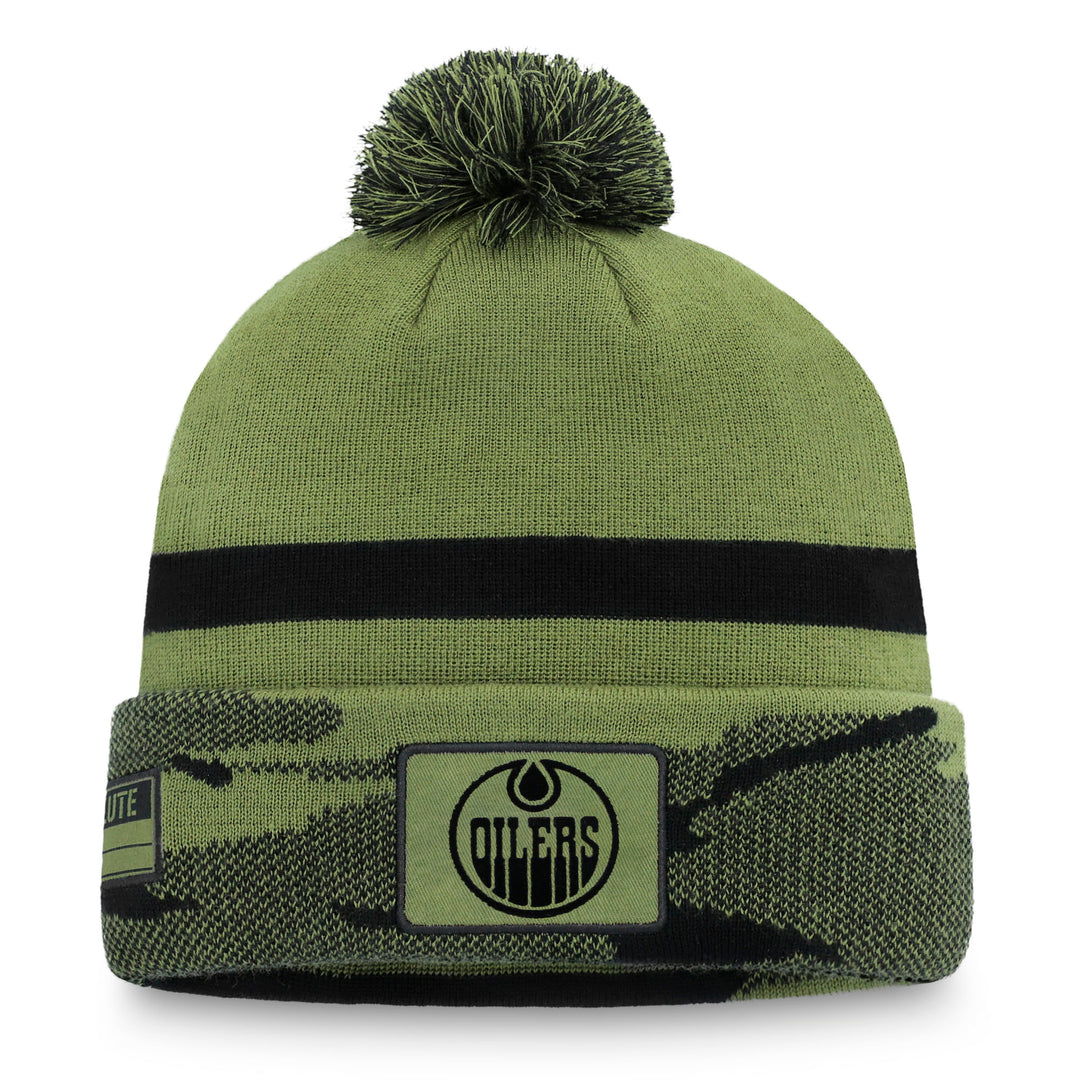 Edmonton Oilers Fanatics Camo Authentic Pro Military Appreciation Night Toque w/ Pom