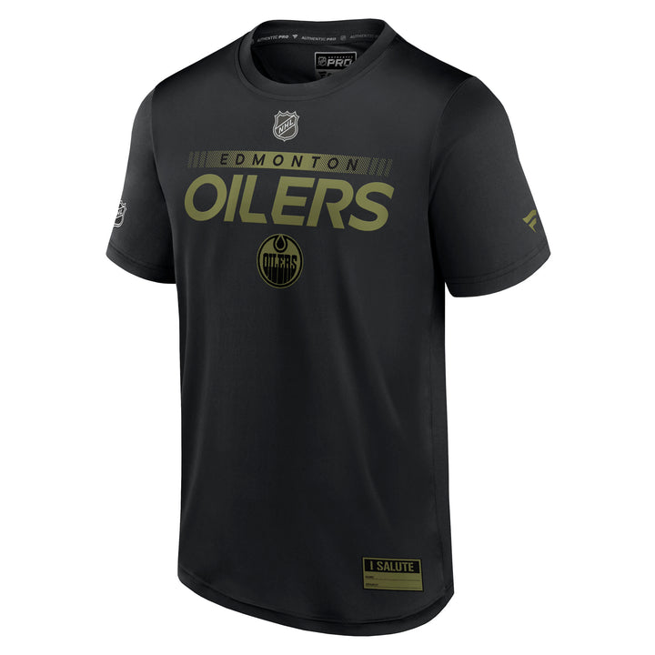 Edmonton Oilers Fanatics Authentic Pro Military Appreciation Black Tech T-Shirt