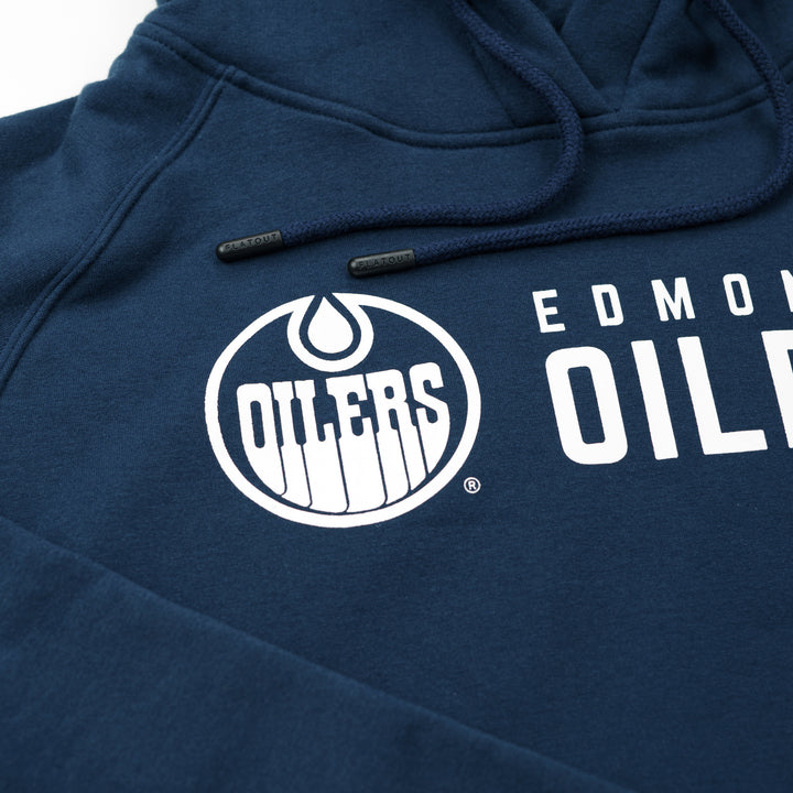 Edmonton Oilers Women's Flatout Apparel Navy Cropped Hoodie