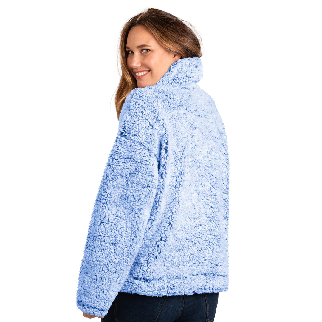 Edmonton Oilers Women's G-III White & Blue Last Score Sherpa Half-Zip Sweatshirt