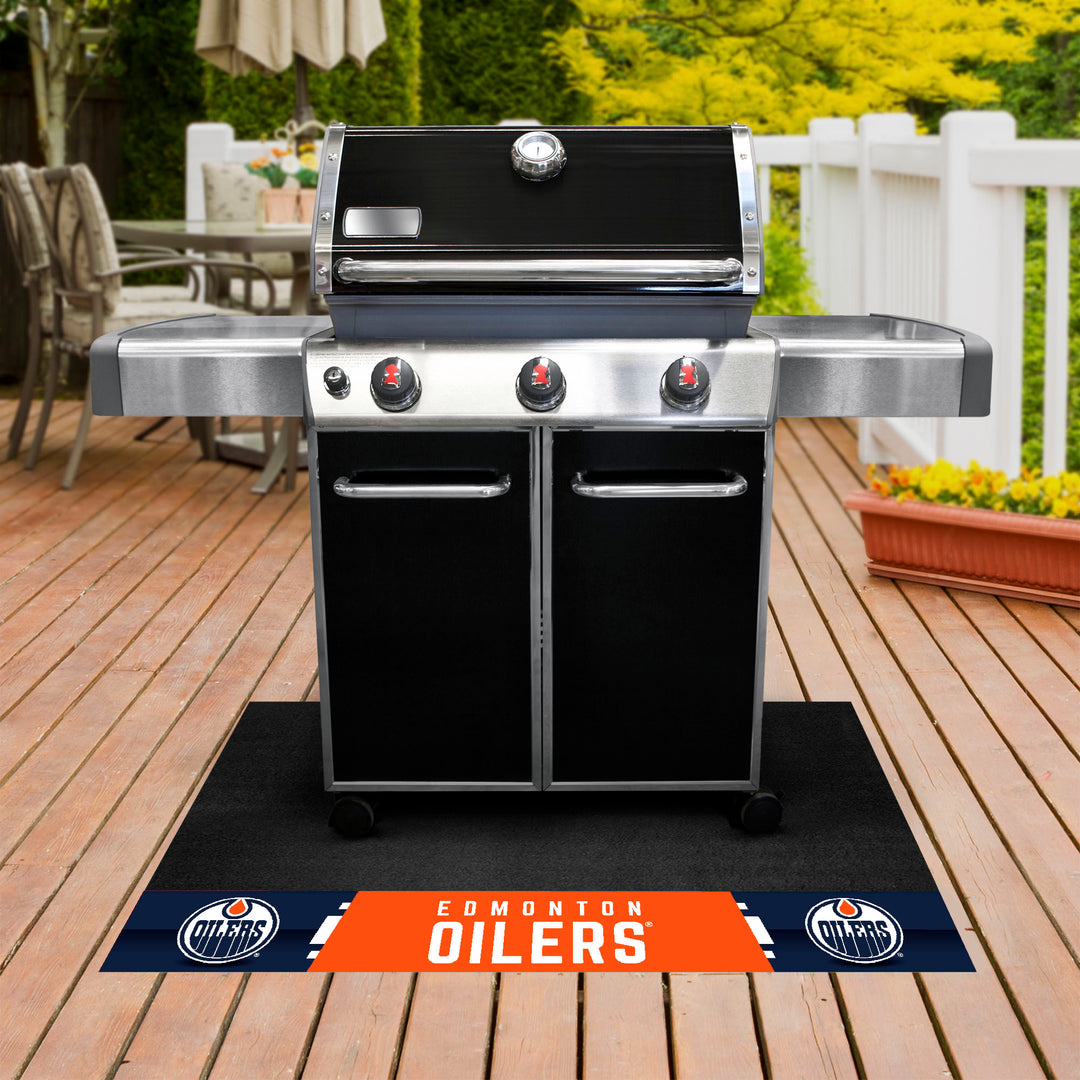 Edmonton Oilers Fanmats Blue & Orange Home Logo 26" x 42" Grill Mat 