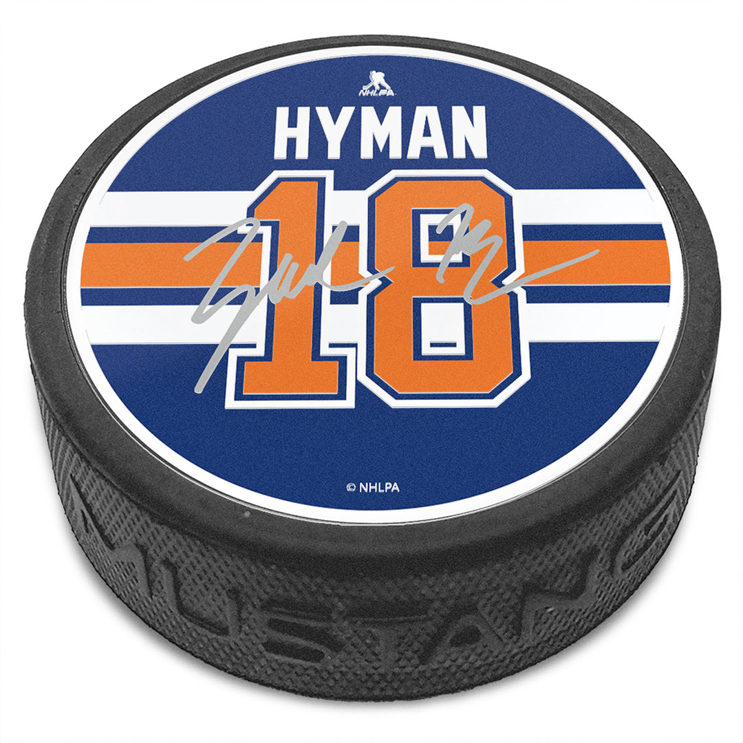 Zach Hyman Edmonton Oilers Mustang Royal Textured Collector's Puck