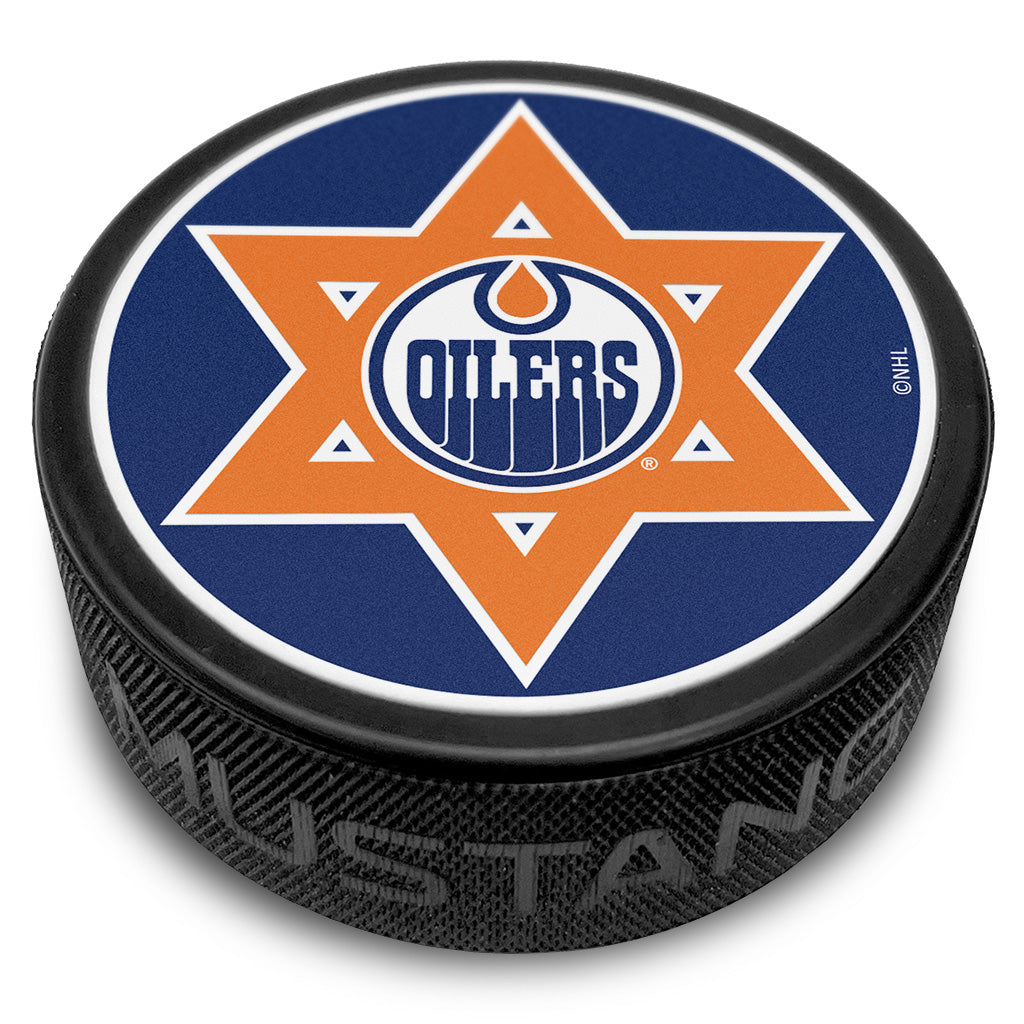 Edmonton Oilers "Jewish Heritage Night" Star of David Textured Collector's Puck