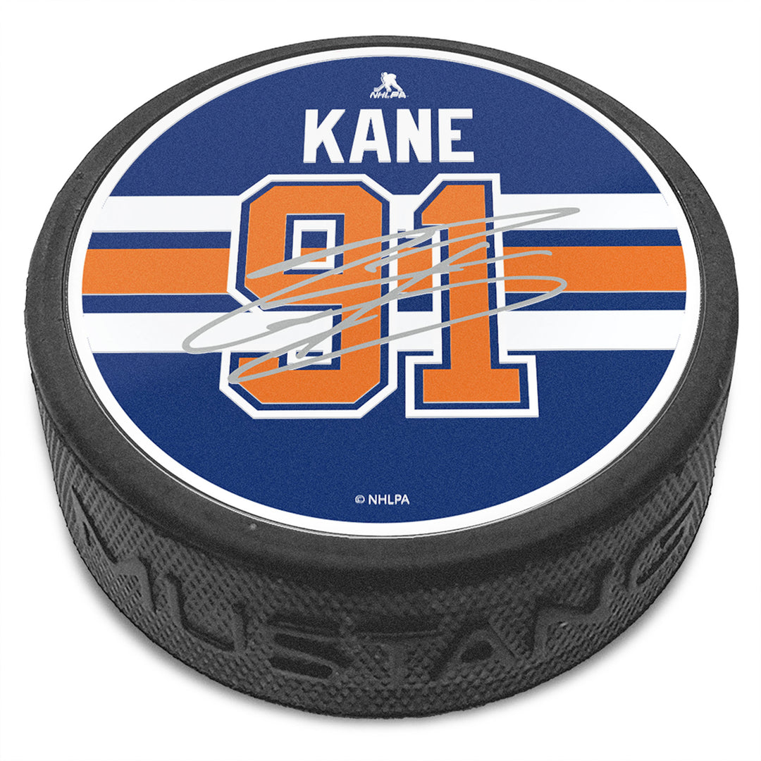 Evander Kane Edmonton Oilers Mustang Royal Textured Collector's Puck