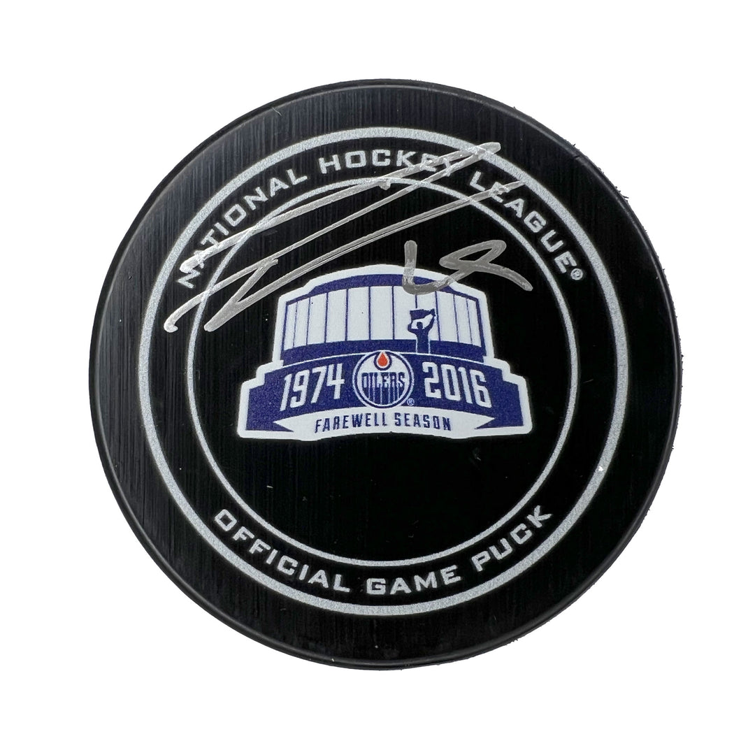 Leon Draisaitl Edmonton Oilers Signed Rexall Place "Farewell Season" Official Game Puck