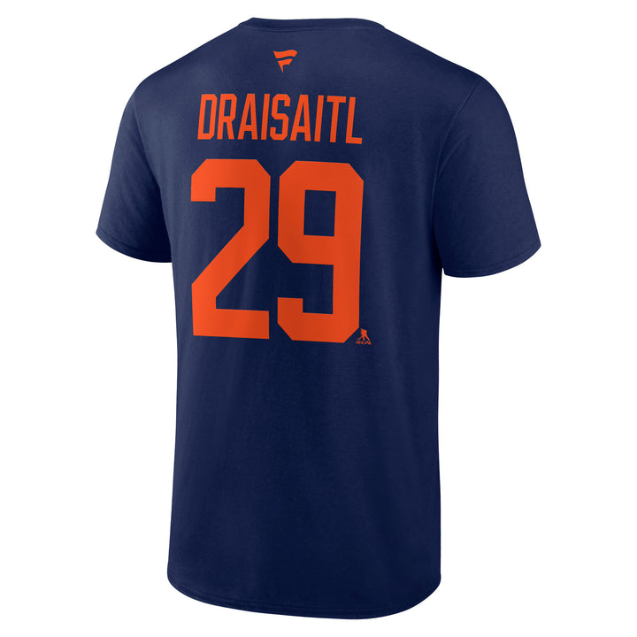 Leon Draisaitl Edmonton Oilers Fanatics Turtle Island Logo Navy T-Shirt