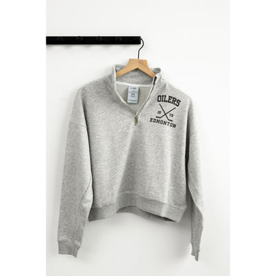 Edmonton Oilers Women's Line Change Club Grey Half-Zip Sweatshirt