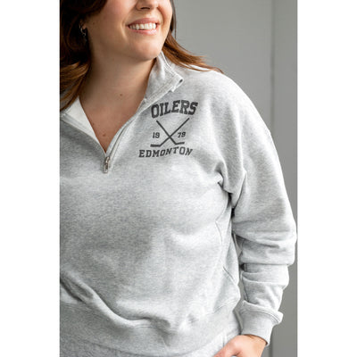 Edmonton Oilers Women's Line Change Club Grey Half-Zip Sweatshirt