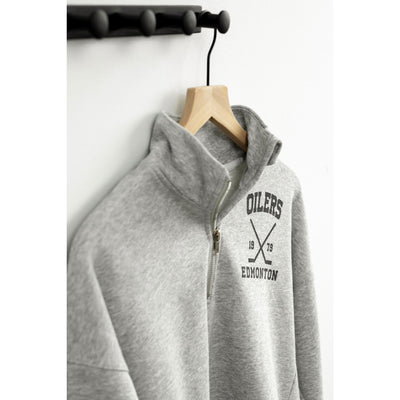 Edmonton Oilers Women's Line Change Club Grey Half-Zip Sweatshirt