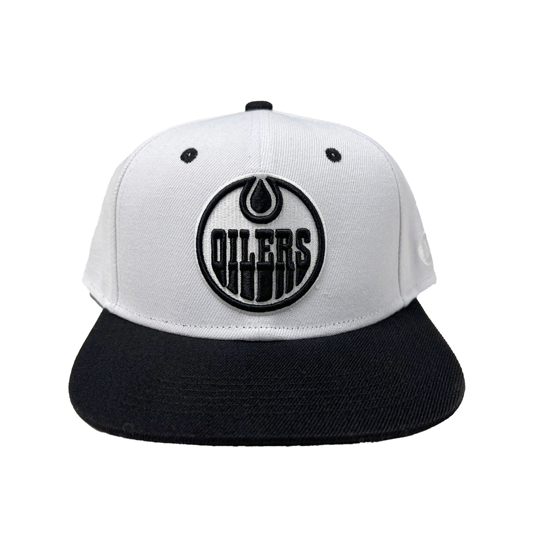 Edmonton Oilers Mammoth White & Black Snapback Hat