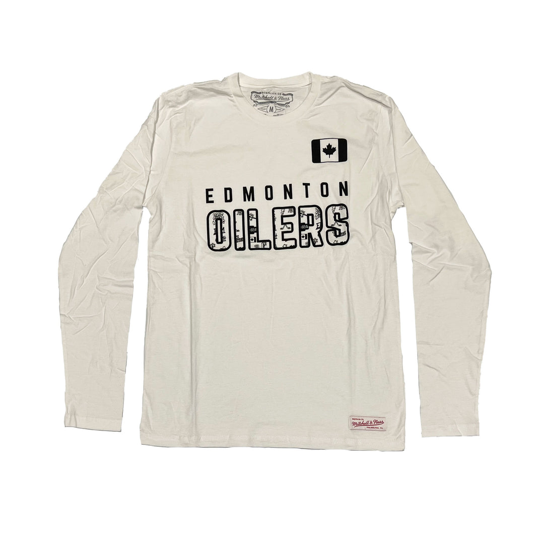 Edmonton Oilers Mitchell & Ness Doodles White Long Sleeve T-Shirt