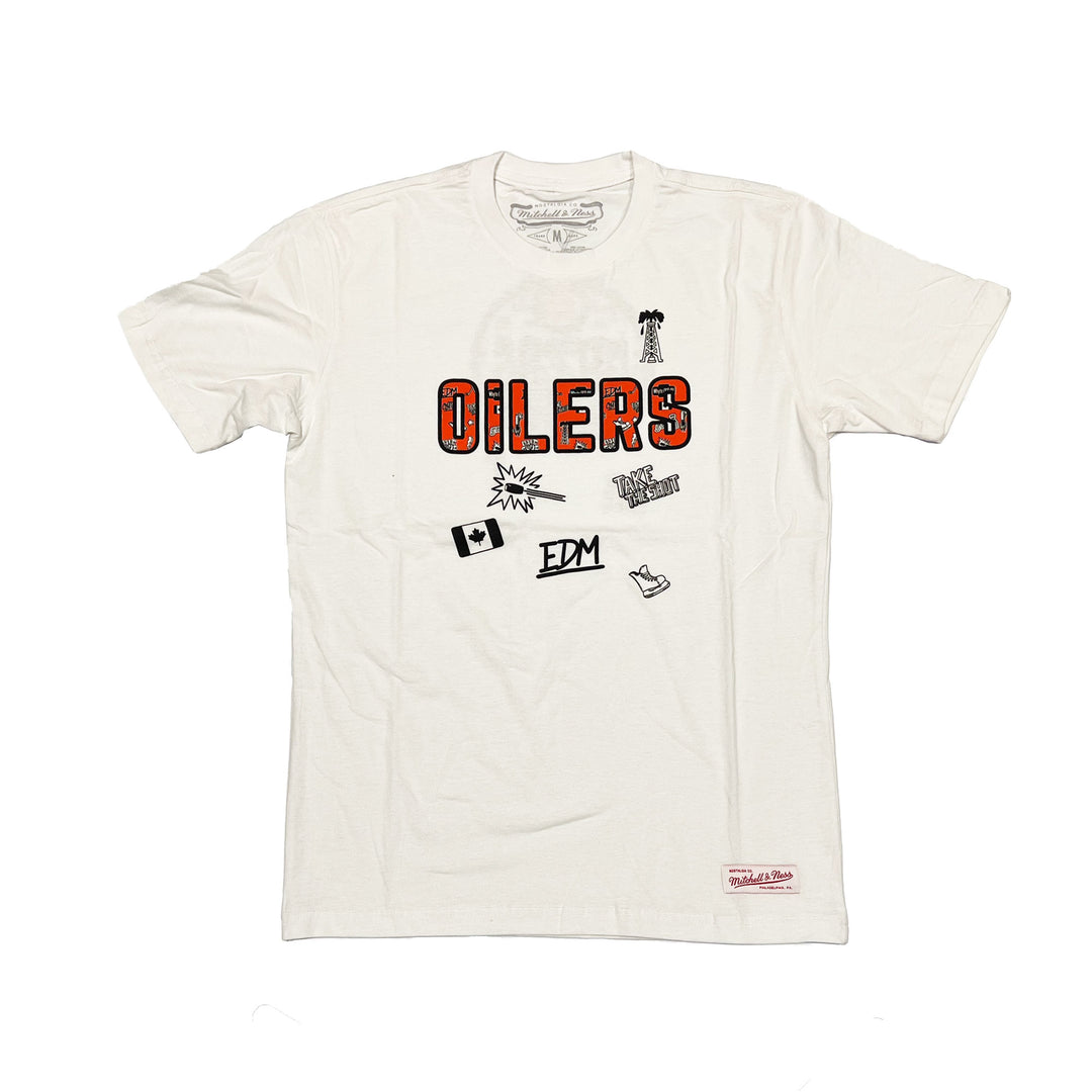 Edmonton Oilers Mitchell & Ness Doodles White T-Shirt