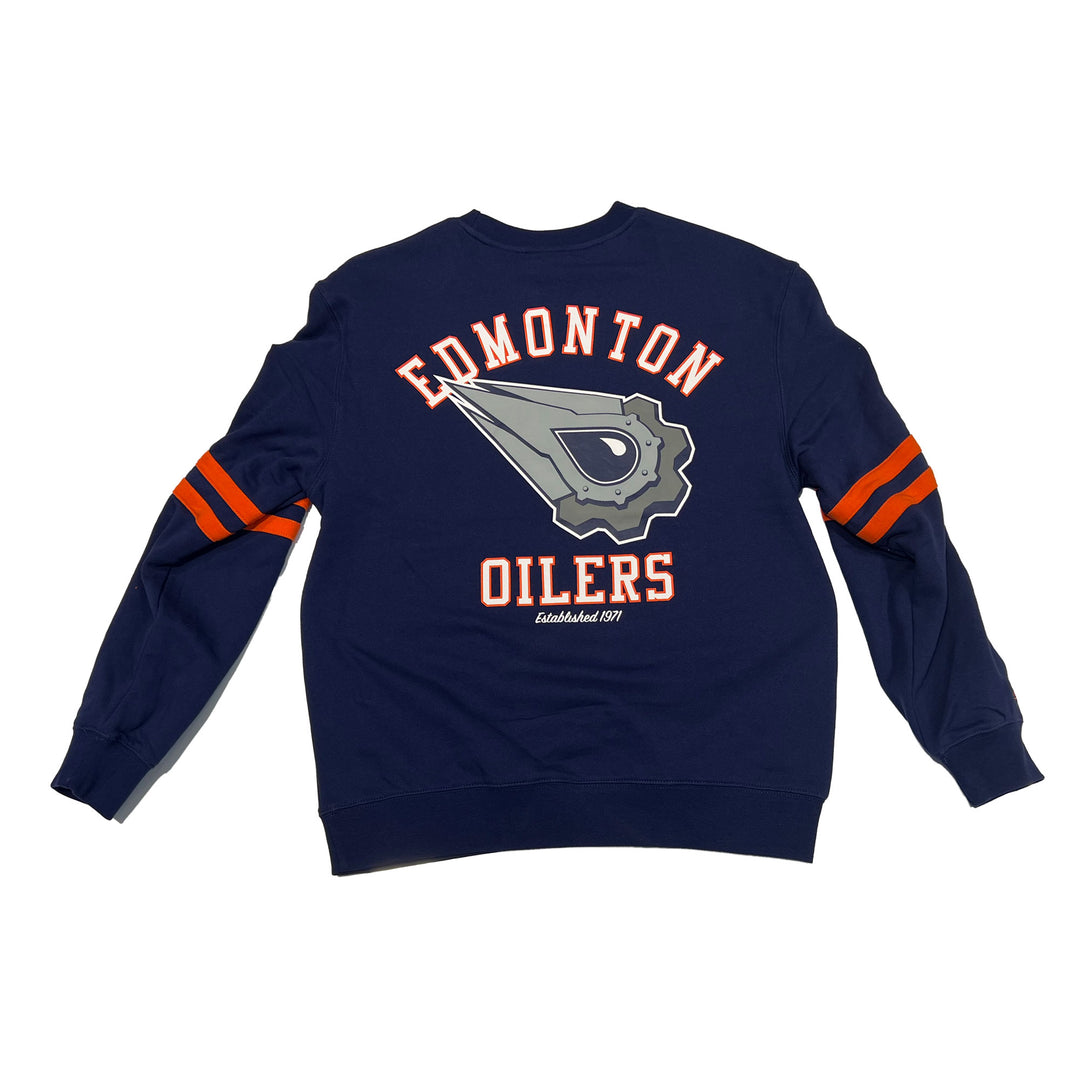 Edmonton Oilers Mitchell & Ness All Over Navy Crewneck Sweatshirt