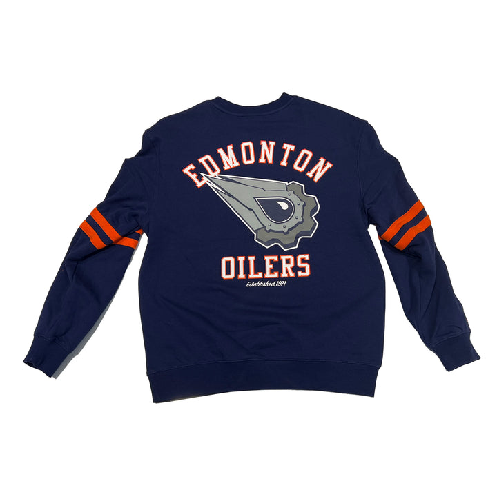Edmonton Oilers Mitchell & Ness All Over Navy Crewneck Sweatshirt