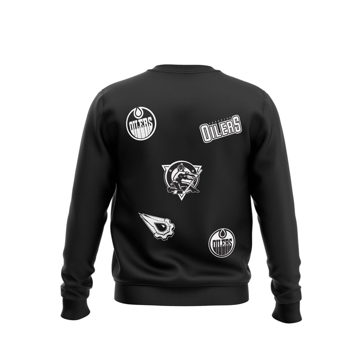 Edmonton Oilers Mitchell & Ness Night and Day Black & White Crewneck Sweatshirt