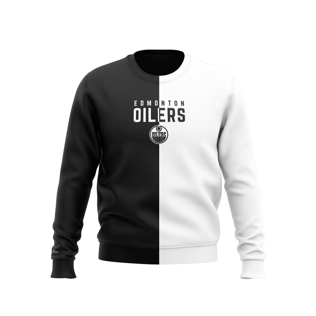 Edmonton Oilers Mitchell & Ness Night and Day Black & White Crewneck Sweatshirt