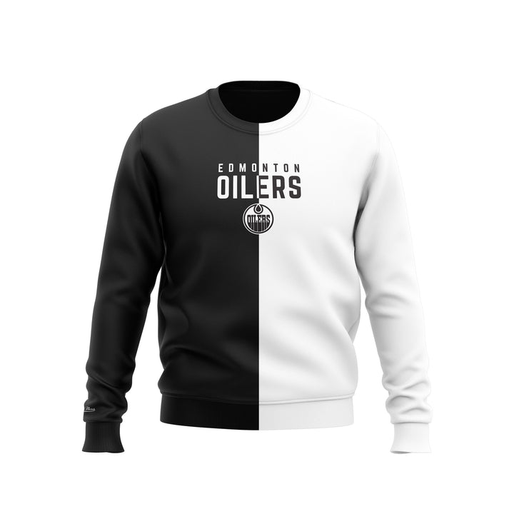 Edmonton Oilers Mitchell & Ness Night and Day Black & White Crewneck Sweatshirt