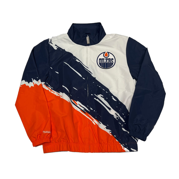 Edmonton Oilers Mitchell & Ness Paint Brush White Windbreaker Jacket