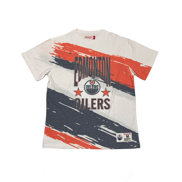 Edmonton Oilers Mitchell & Ness Paint Brush White T-Shirt