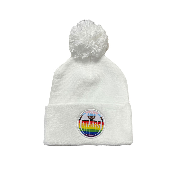 Edmonton Oilers Mitchell & Ness Pride White Toque w/ Pom