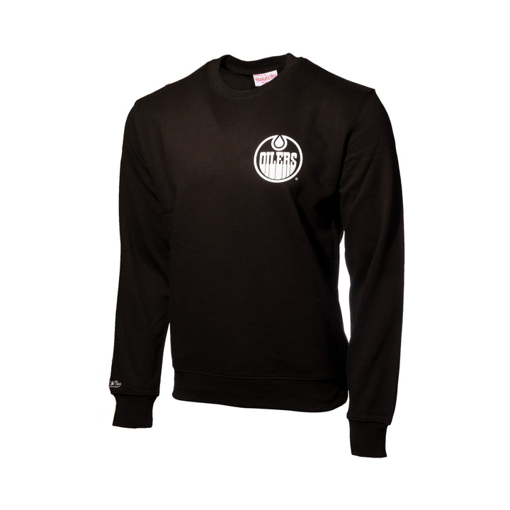 Edmonton Oilers Mitchell & Ness Half Block Black & White Crewneck Sweatshirt
