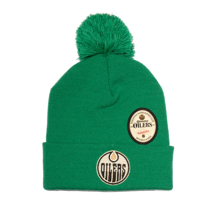 Edmonton Oilers Mitchell & Ness St. Patrick's Day Green Stout Toque w/ Pom