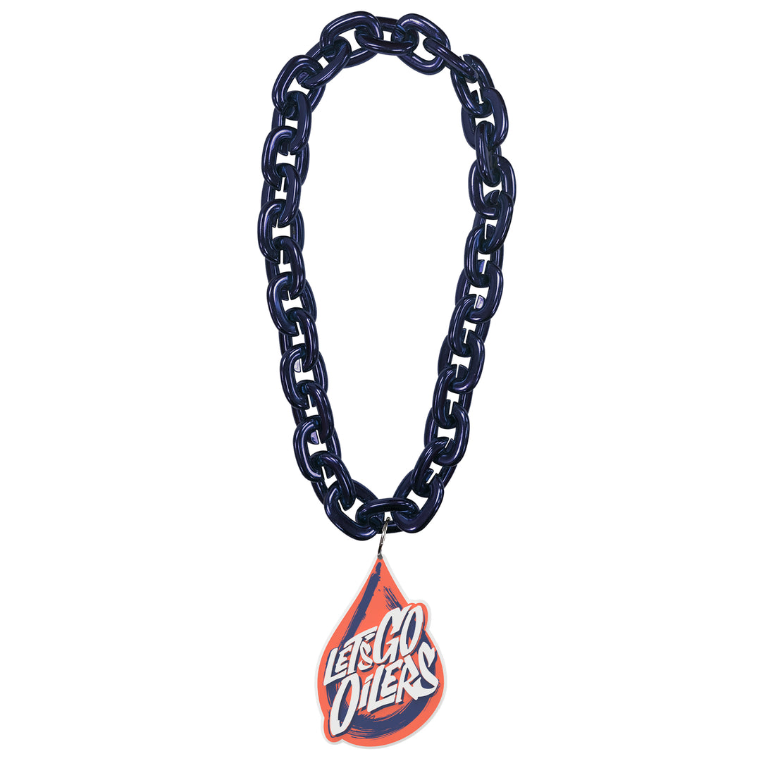 Edmonton Oilers Navy 2023 Stanley Cup Playoffs "Let's Go Oilers" Fan Chain Necklace