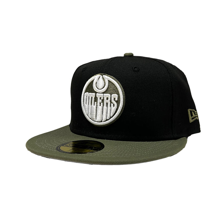 Edmonton Oilers New Era x 22Fresh Black & Green Olivine 59FIFTY Fitted Logo Hat
