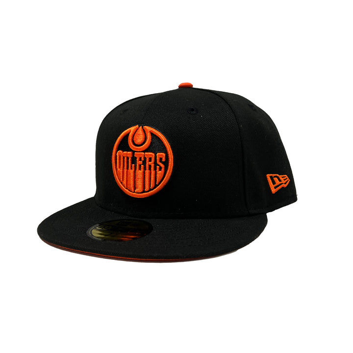 Edmonton Oilers New Era Black & Orange 59FIFTY Fitted Logo Hat