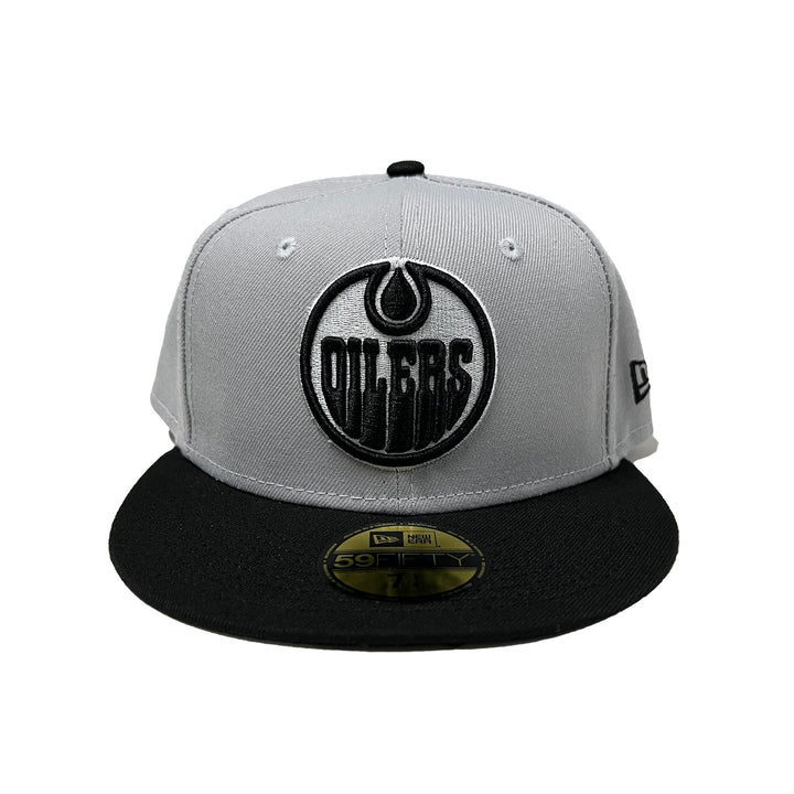 Edmonton Oilers New Era Grey & Black 59FIFTY Fitted Logo Hat