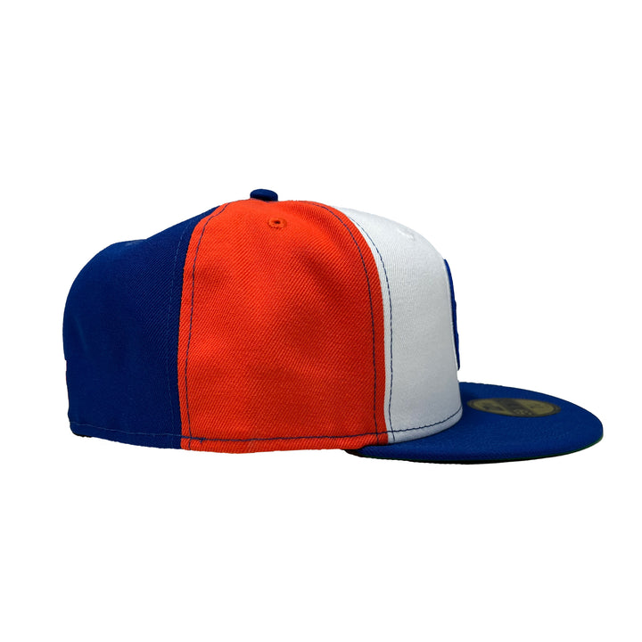 Edmonton Oilers New Era Tri-Panel White/Orange/Blue 59FIFTY Fitted Logo Hat