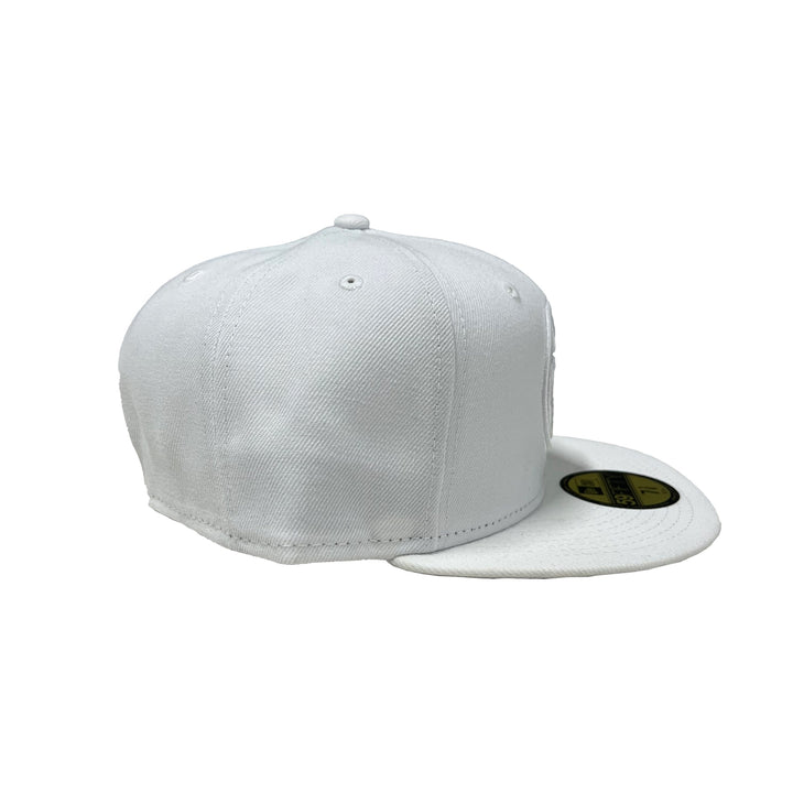 Edmonton Oilers New Era White on White Tonal 59FIFTY Fitted Logo Hat