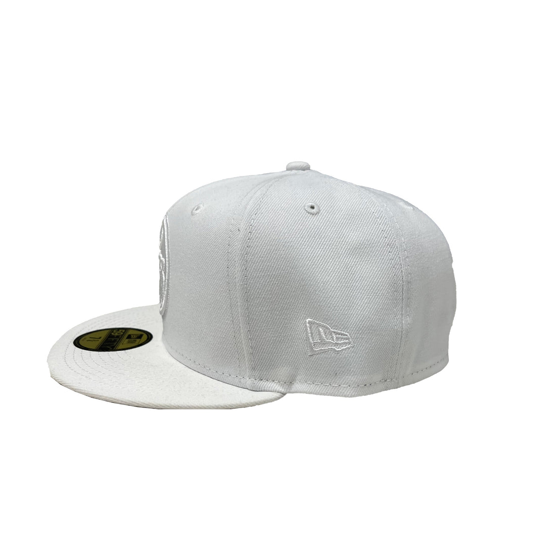 Edmonton Oilers New Era White on White Tonal 59FIFTY Fitted Logo Hat