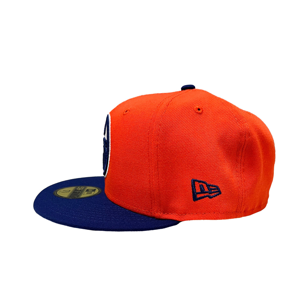 Edmonton Oilers New Era Orange and Royal Blue 59FIFTY Fitted Logo Hat