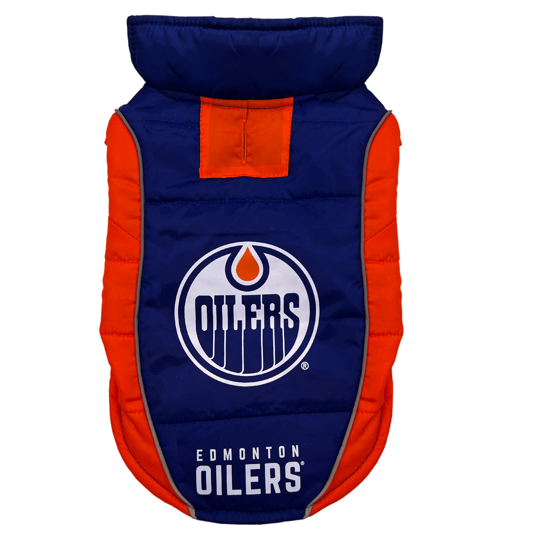 Edmonton Oilers Pets First Blue and Orange Puffer Vest
