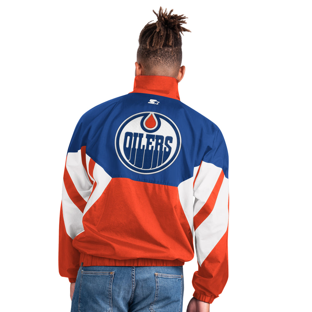 Men's Edmonton Oilers Starter Orange Cross-Check V-Neck - Long