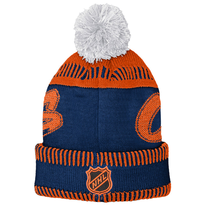 Edmonton Oilers Youth Outerstuff Reverse Retro Script Cuffed Pom Knit