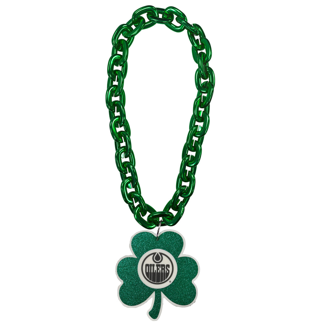 Edmonton Oilers "Lucky Clover" St. Patrick's Day Green Fan Chain Necklace