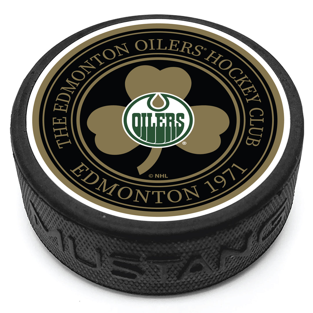 Edmonton Oilers St. Patricks Day Lucky Charm Textured Collectors Puck